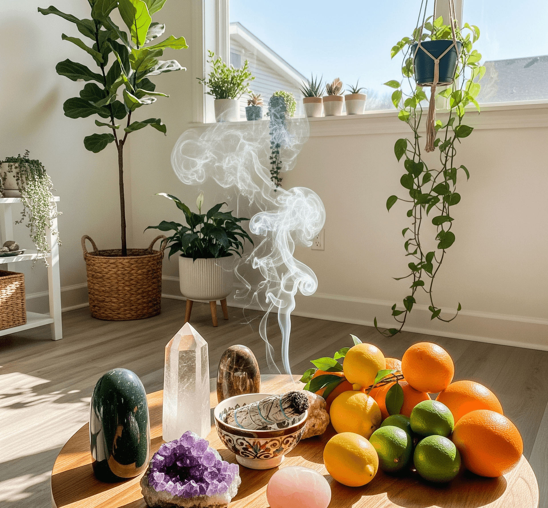 casa,piante,incenso,cristalli,